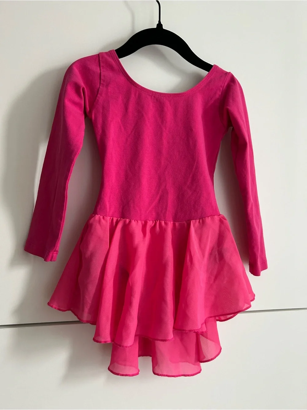 Girls Dark Pink Long Sleeve Dance Practice Dress - Size 120 (6/7)